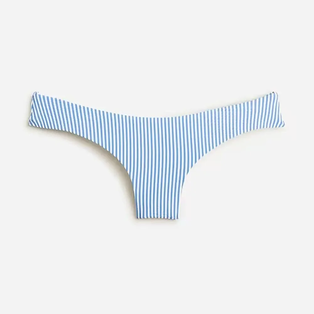 J.Crew Seersucker Hipster Bikini Bottom Medium Blue White Nautical Swimwear - Picture 2 of 11
